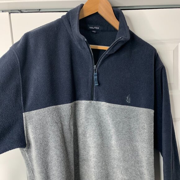 Nautica Men’s Blue & Grey Fleece Quarter-Zip Pullover – XL - Picture 7 of 16